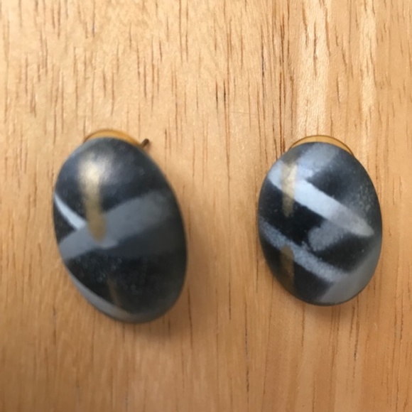 Handmade Black Silver Gold Earrings Retro Trendy - Picture 2 of 5